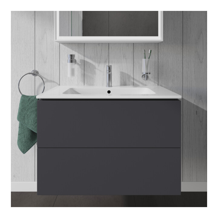 Duravit Meuble sous lavabo L-Cube 82x48,1 cm, graphite mat, 2 tiroirs, suspendu