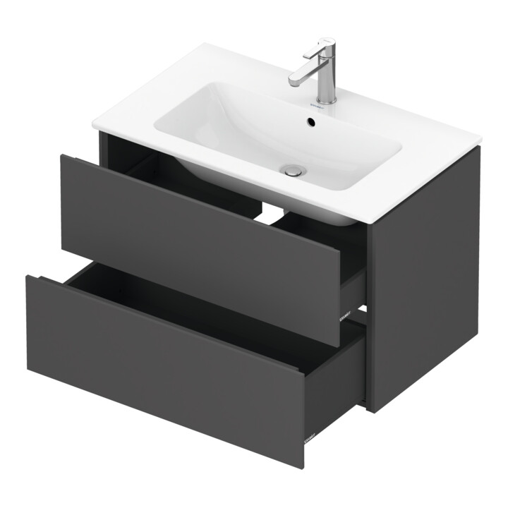 Duravit Meuble sous lavabo L-Cube 82x48,1 cm, graphite mat, 2 tiroirs, suspendu