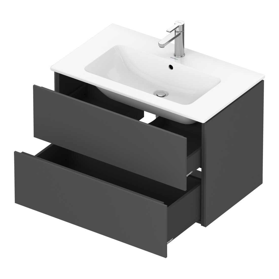 Duravit Meuble sous lavabo L-Cube 82x48,1 cm, graphite mat, 2 tiroirs, suspendu