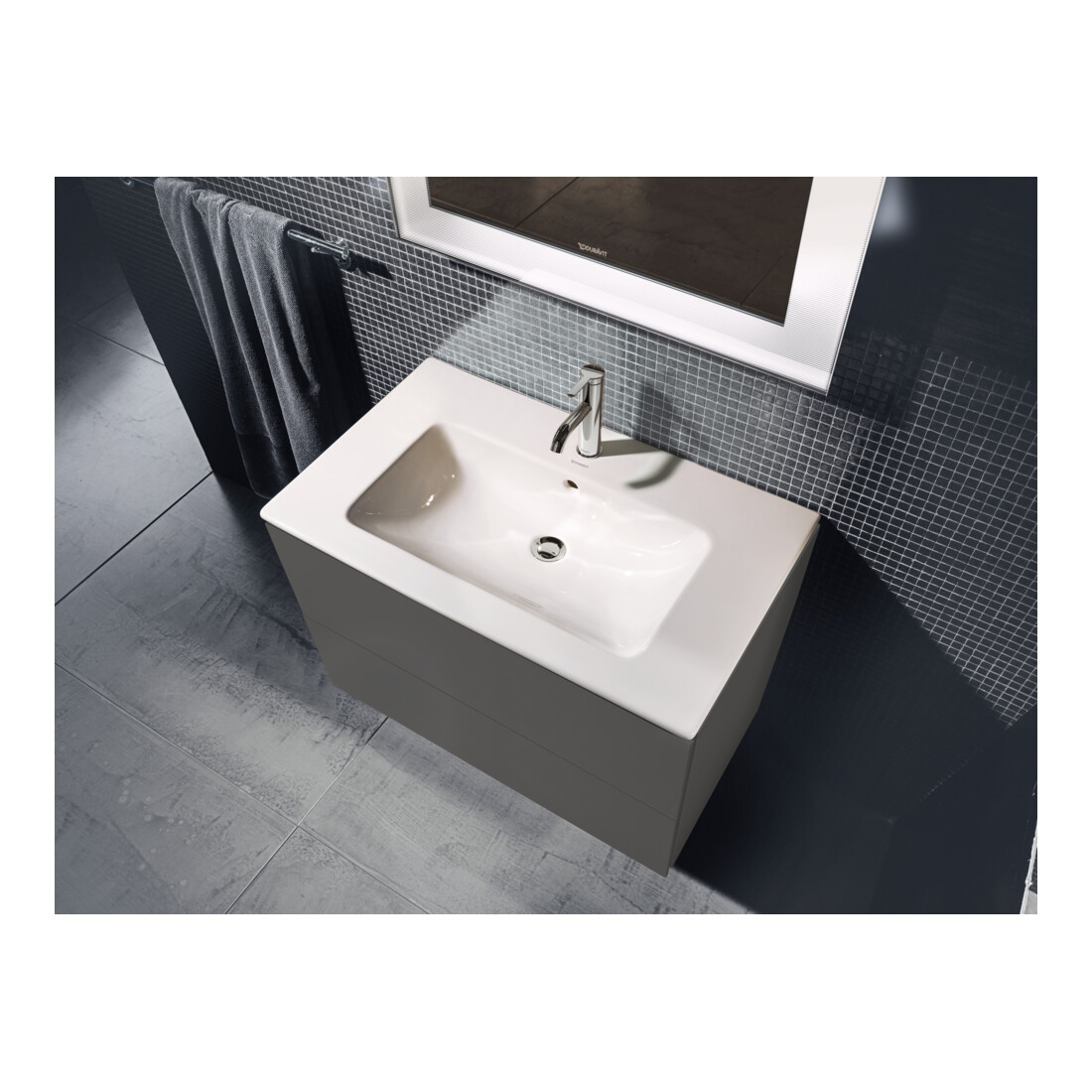 Duravit Meuble sous lavabo L-Cube 82x48,1 cm, graphite mat, 2 tiroirs, suspendu