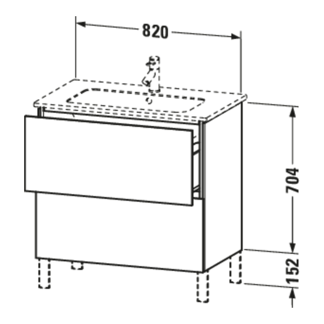 Duravit Meuble sous lavabo L-Cube 82x48,1 cm, méd. chêne, 2 tiroirs, debout