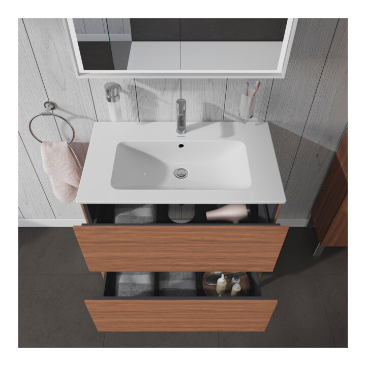 Duravit Meuble sous lavabo L-Cube 82x48,1 cm, noyer naturel, 2 tiroirs, debout