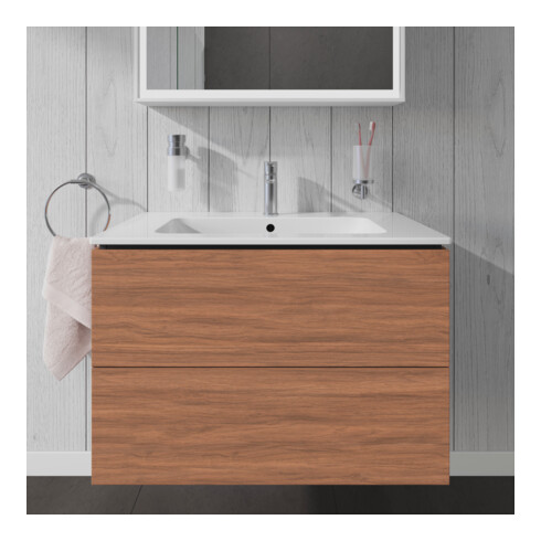 Duravit Meuble sous lavabo L-Cube 82x48,1 cm, noyer naturel, 2 tiroirs, suspendu