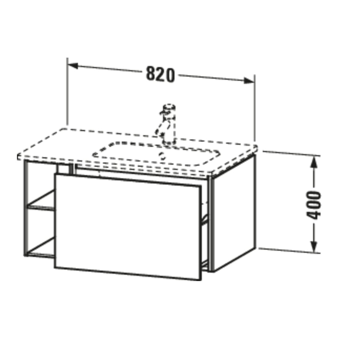 Duravit Meuble sous-lavabo L-Cube 82x48,1x40 cm, 1 tiroir, B droite, chêne foncé structuré