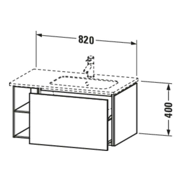 Duravit Meuble sous lavabo L-Cube 82x48,1x40 cm, 1 tiroir, évier à droite, mat