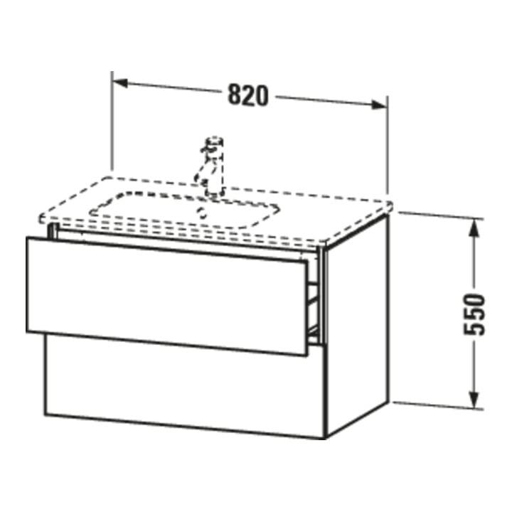 Duravit Meuble sous lavabo L-Cube 82x48,1x55 cm, 2 tiroirs, B gauche, graph mat