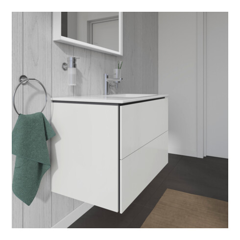 Duravit Meuble sous lavabo L-Cube 82x48,1x55 cm, 2 tiroirs, bec droite, blanc brillant