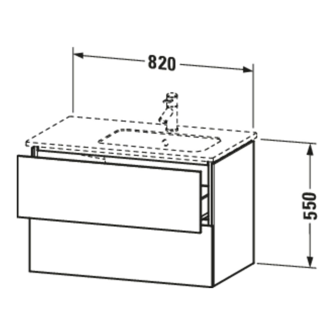 Duravit Meuble sous lavabo L-Cube 82x48,1x55 cm, 2 tiroirs, droite, chêne clair mat