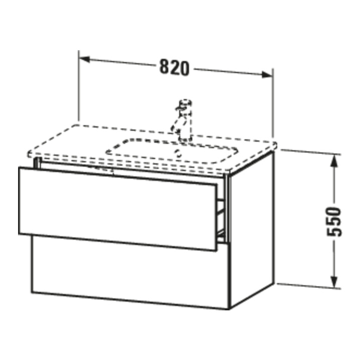 Duravit Meuble sous lavabo L-Cube 82x48,1x55 cm, 2 tiroirs, droite, graphite mat