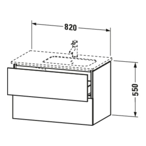 Duravit Meuble sous lavabo L-Cube 82x48,1x55 cm, 2 tiroirs, évier à droite, méd. œuf