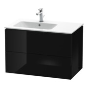 Duravit Meuble sous lavabo L-Cube 82x48,1x55 cm, 2 tiroirs, évier gauche, noir brillant
