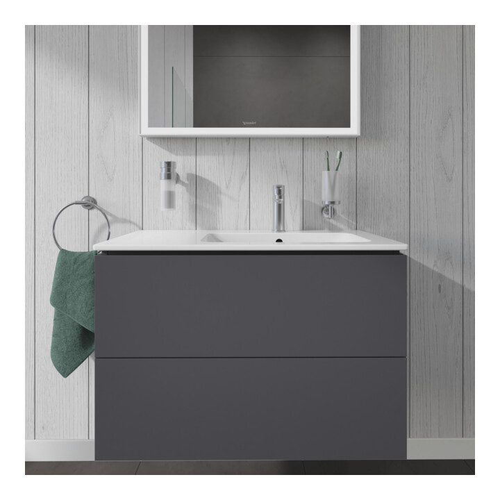 Duravit Meuble sous-lavabo L-Cube 82x48,1x55 cm, 2 tiroirs, lavabo à droite, graphite mat