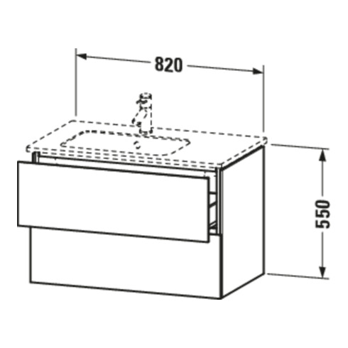 Duravit Meuble sous-lavabo L-Cube 82x48,1x55 cm, 2 tiroirs, robinet gauche, bas couleur ma