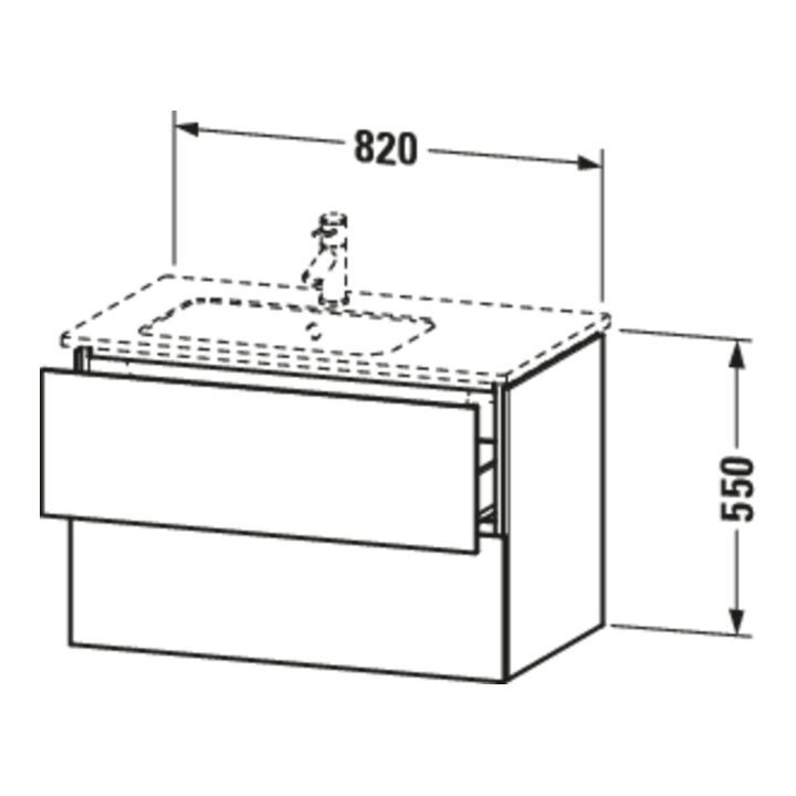 Duravit Meuble sous-lavabo L-Cube 82x48,1x55 cm, 2 tiroirs, vasque gauche, graph ma