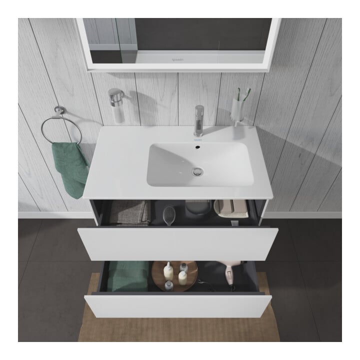 Duravit Meuble sous lavabo L-Cube 82x48,1x55cm, 2 tiroirs, évier à droite, blanc mat