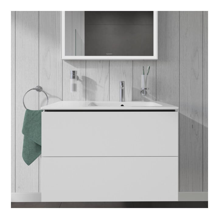 Duravit Meuble sous lavabo L-Cube 82x48,1x55cm, 2 tiroirs, évier à droite, blanc mat