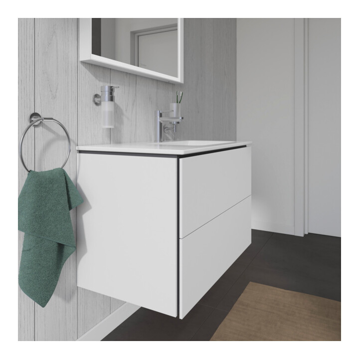 Duravit Meuble sous lavabo L-Cube 82x48,1x55cm, 2 tiroirs, évier à droite, blanc mat