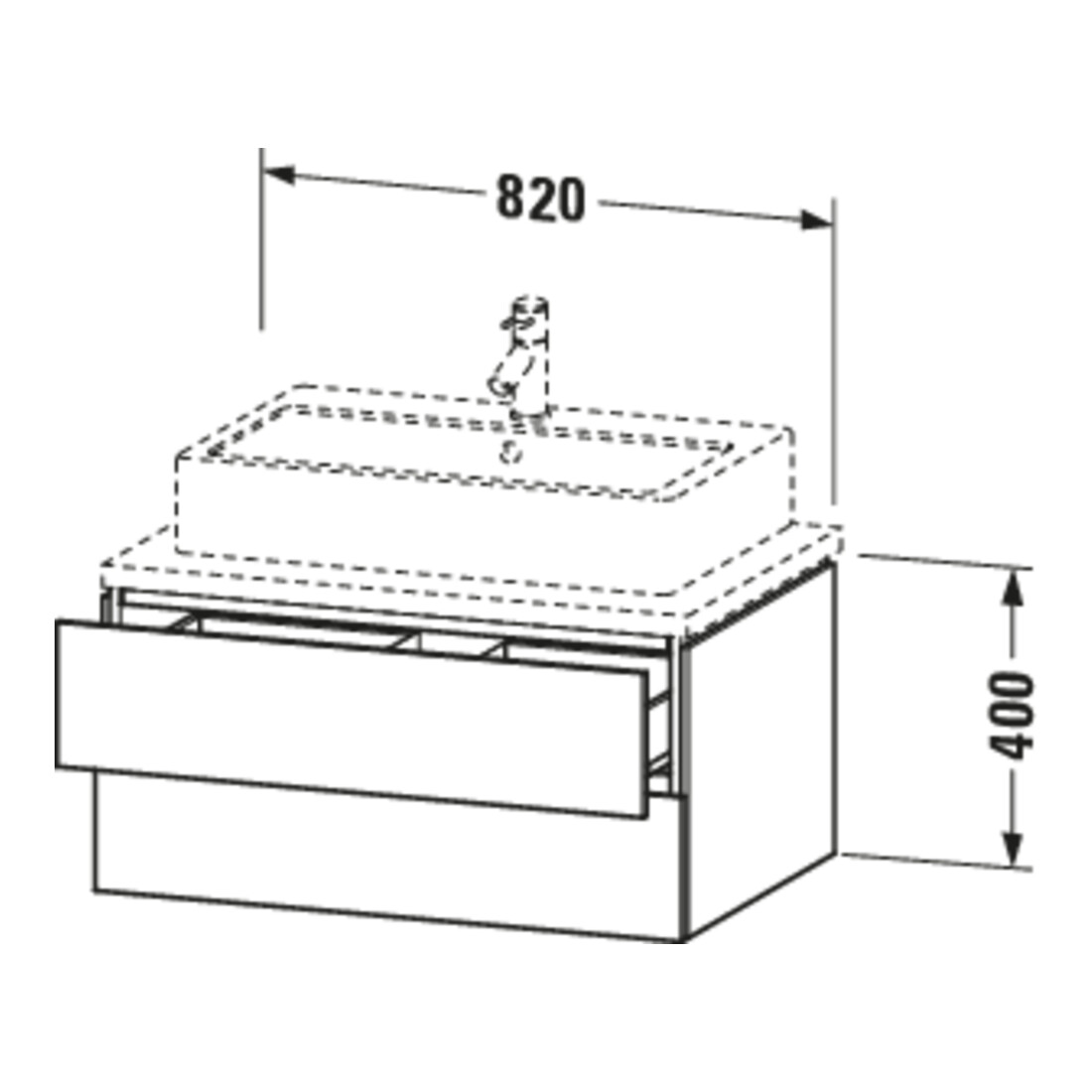 Duravit Meuble sous-lavabo L-Cube 82x54,7 cm, graphite mat, 2 tiroirs