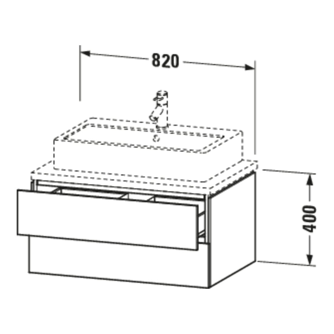 Duravit Meuble sous lavabo L-Cube 82x54,7 cm, sans console, 2 tiroirs