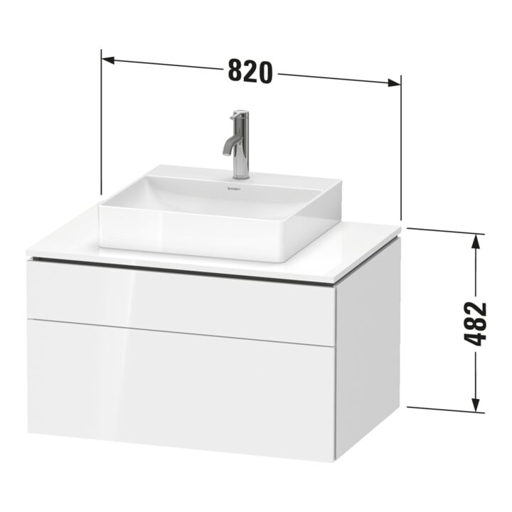 Duravit Meuble sous-lavabo L-Cube 82x55 cm, blanc, 1 tiroir, 1 coulissant, suspendu