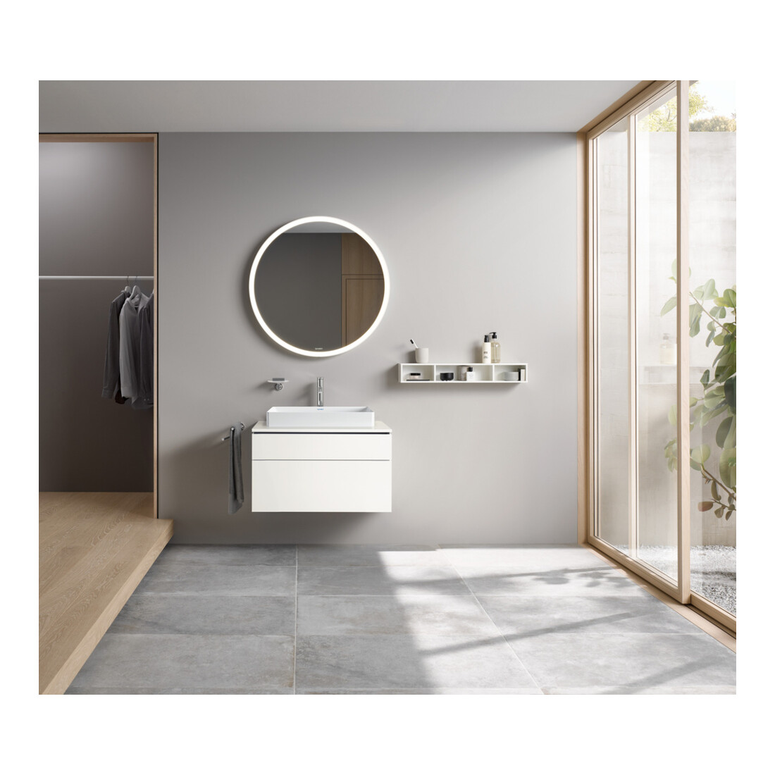 Duravit Meuble sous lavabo L-Cube 82x55 cm, blanc mat, 1 tiroir, 1 coulissant, suspendu