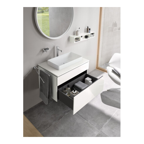Duravit Meuble sous lavabo L-Cube 82x55 cm, blanc mat, 1 tiroir, 1 coulissant, suspendu