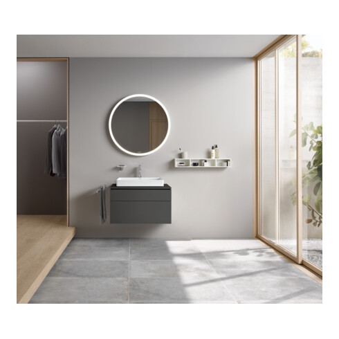 Duravit Meuble sous lavabo L-Cube 82x55 cm, gris, 1 porte, 1 tiroir, suspendu