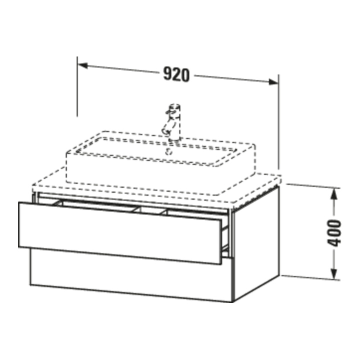 Duravit Meuble sous-lavabo L-Cube 92x54,7 cm, gris mat, pour console, 2 tiroirs