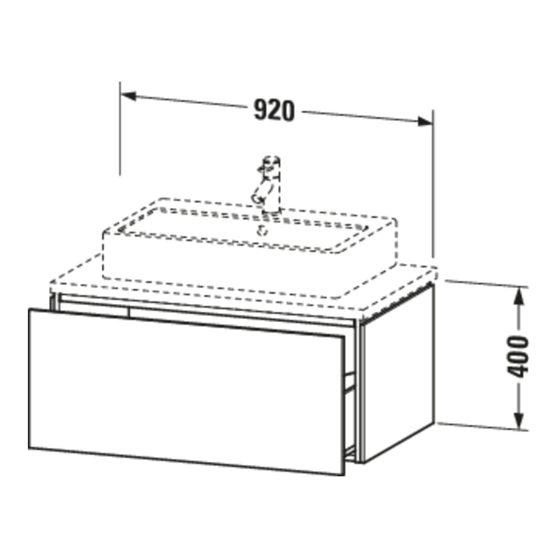Duravit Meuble sous-lavabo L-Cube 92x54,7 cm, méd. œuf, avec console, 1 tiroir
