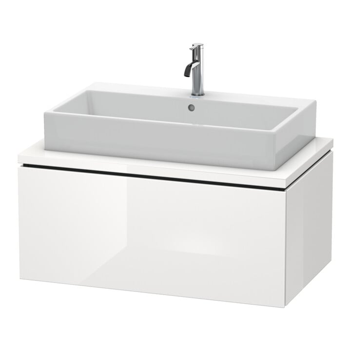 Duravit Meuble sous lavabo L-Cube 92x54,7 cm, noir brillant, pour console, 1 tiroir
