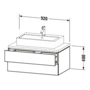 Duravit Meuble sous-lavabo L-Cube 92x54,7 cm, noyer foncé, pour console, 2 tiroirs-5