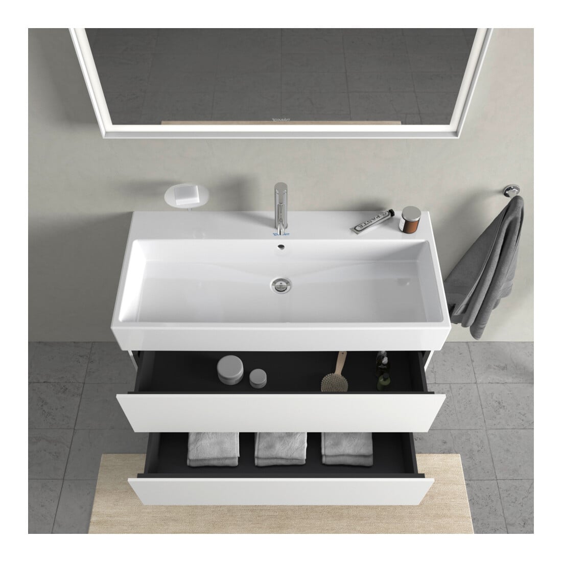 Duravit Meuble sous lavabo L-Cube 98,4 x 45,9 cm, blanc mat, 2 tiroirs, suspendu