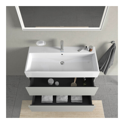 Duravit Meuble sous-lavabo L-Cube 98,4 x 45,9 cm, blanc mat, 2 tiroirs, suspendu