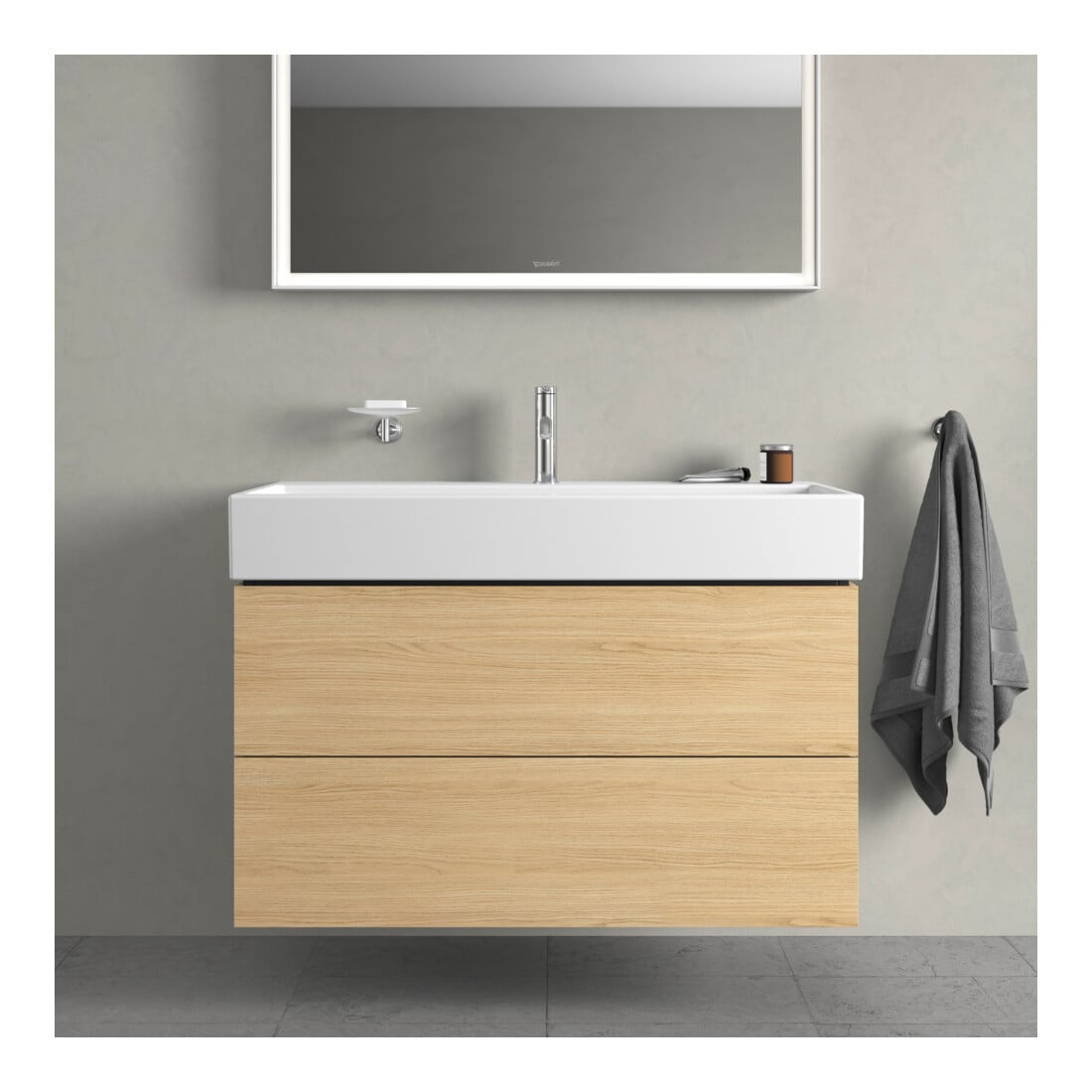 Duravit Meuble sous lavabo L-Cube 98,4 x 45,9 cm, blanc œuf, 2 tiroirs, suspendu