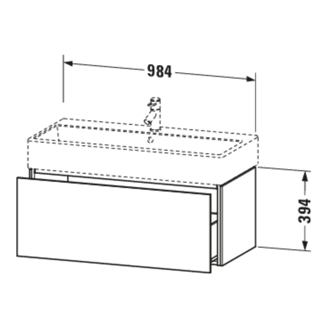Duravit Meuble sous-lavabo L-Cube 98,4 x 45,9 cm, E d geb., 1 tiroir, suspendu