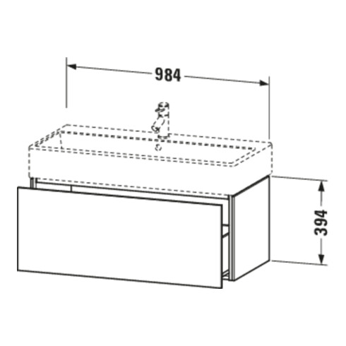 Duravit Meuble sous lavabo L-Cube 98,4 x 45,9 cm, graphite mat, 1 tiroir, suspendu