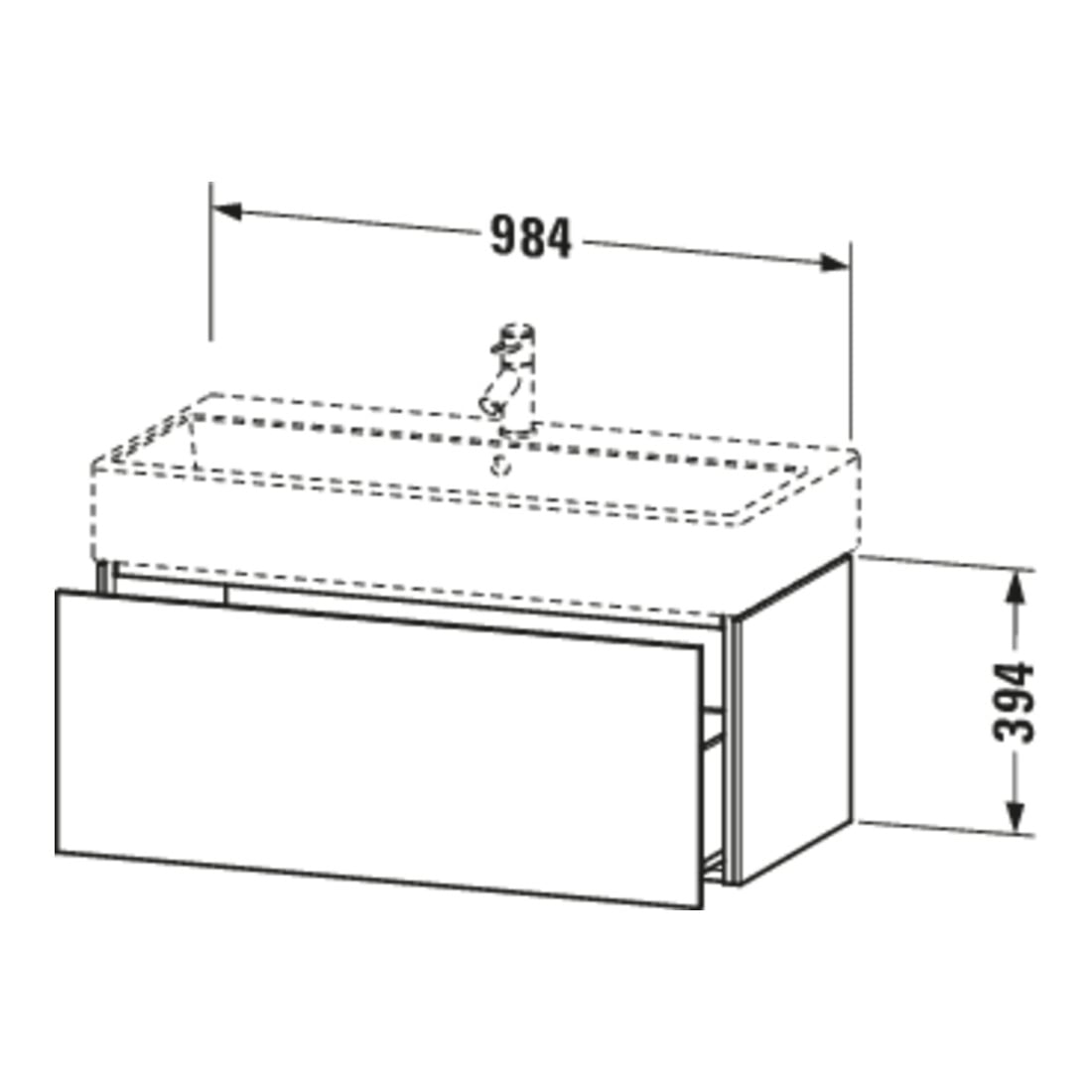 Duravit Meuble sous lavabo L-Cube 98,4x45,9 cm, noyer, 1 tiroir, suspendu