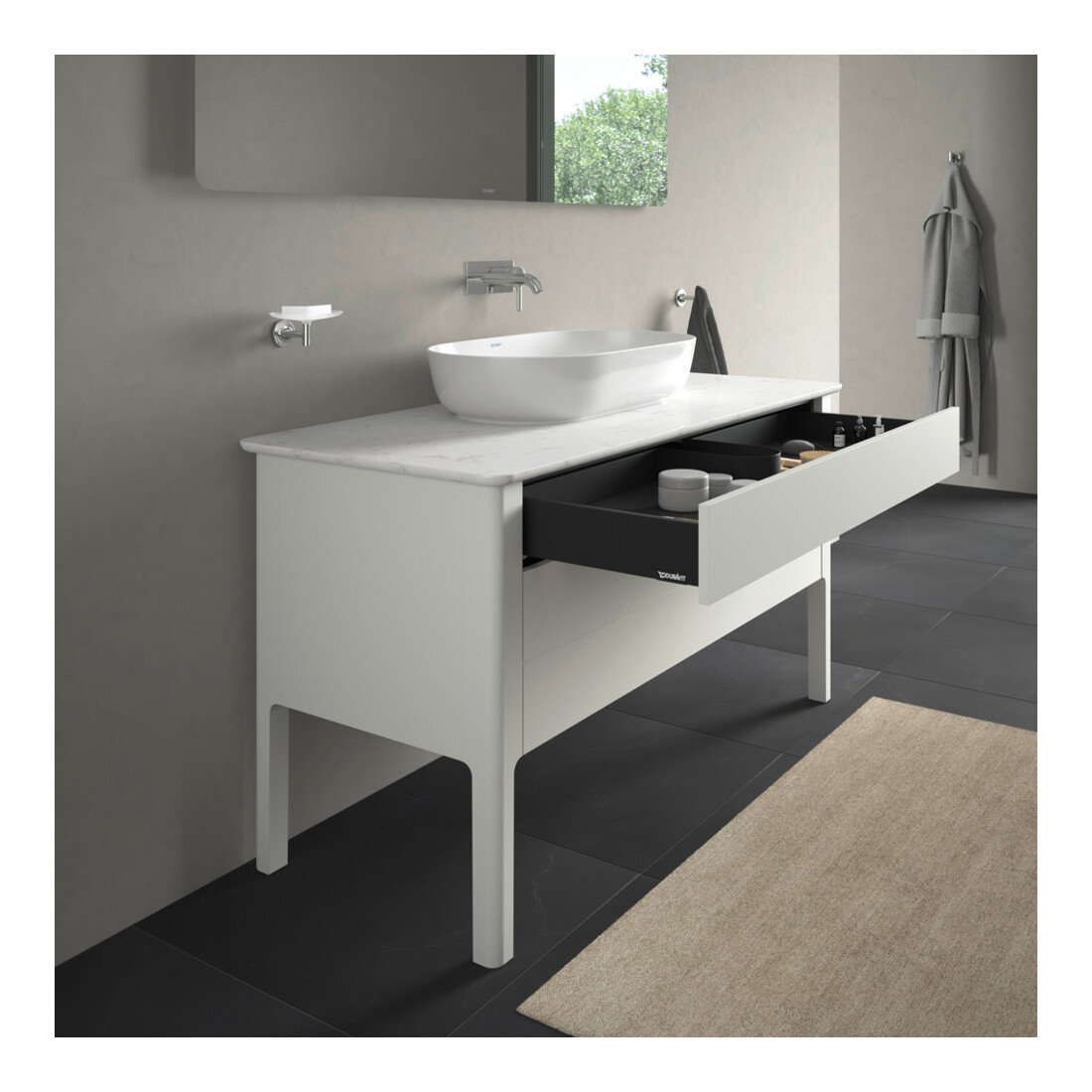 Duravit Meuble sous-lavabo Luv 133,8x57x74,3cm, 1 tiroir, 1 porte, st, blanc mat