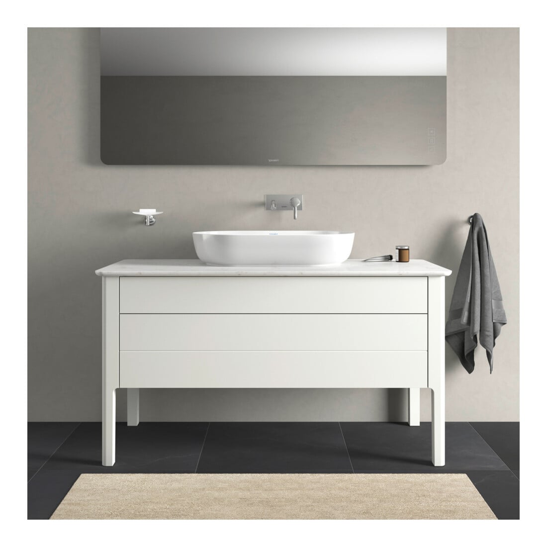 Duravit Meuble sous-lavabo Luv 133,8x57x74,3cm, 1 tiroir, 1 porte, st, blanc mat
