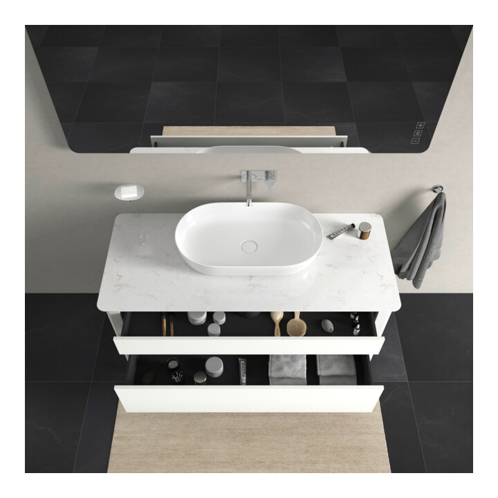 Duravit Meuble sous-lavabo Luv 133,8x57x74,3cm, 1 tiroir, 1 porte, st, blanc mat