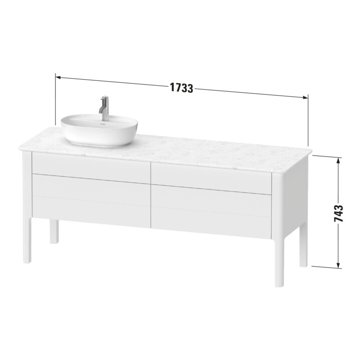 Duravit Meuble sous lavabo Luv 173,3x57 cm, 2 tiroirs, 2 AZ, st, gauche, st-g m