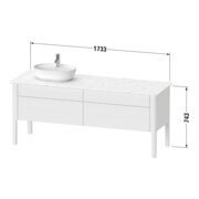 Duravit Meuble sous-lavabo Luv 173,3x57 cm, 2 tiroirs, 2 zones éclairage, gauche, bleu m-2