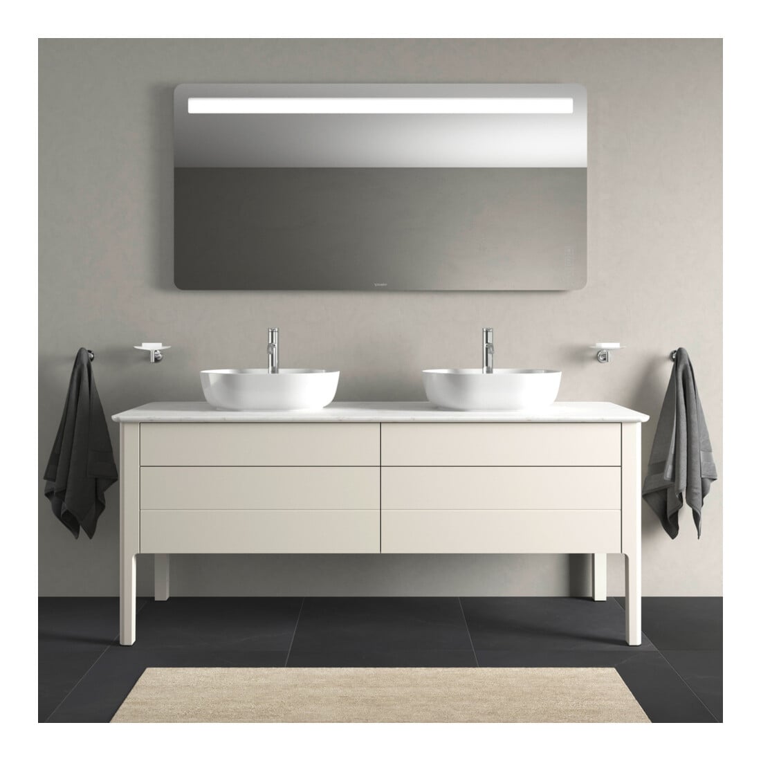 Duravit Meuble sous-lavabo Luv 173,3x57x74,3 cm, 2 tiroirs, 2 portes, blanc mat