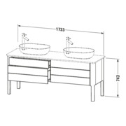 Duravit Meuble sous-lavabo Luv 173,3x57x74,3 cm, 2 tiroirs, 2 portes, chêne, bleu mat-5