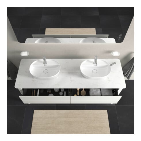 Duravit Meuble sous lavabo Luv 173,3x57x74,3 cm, 2 tiroirs, debout, blanc mat s-matt