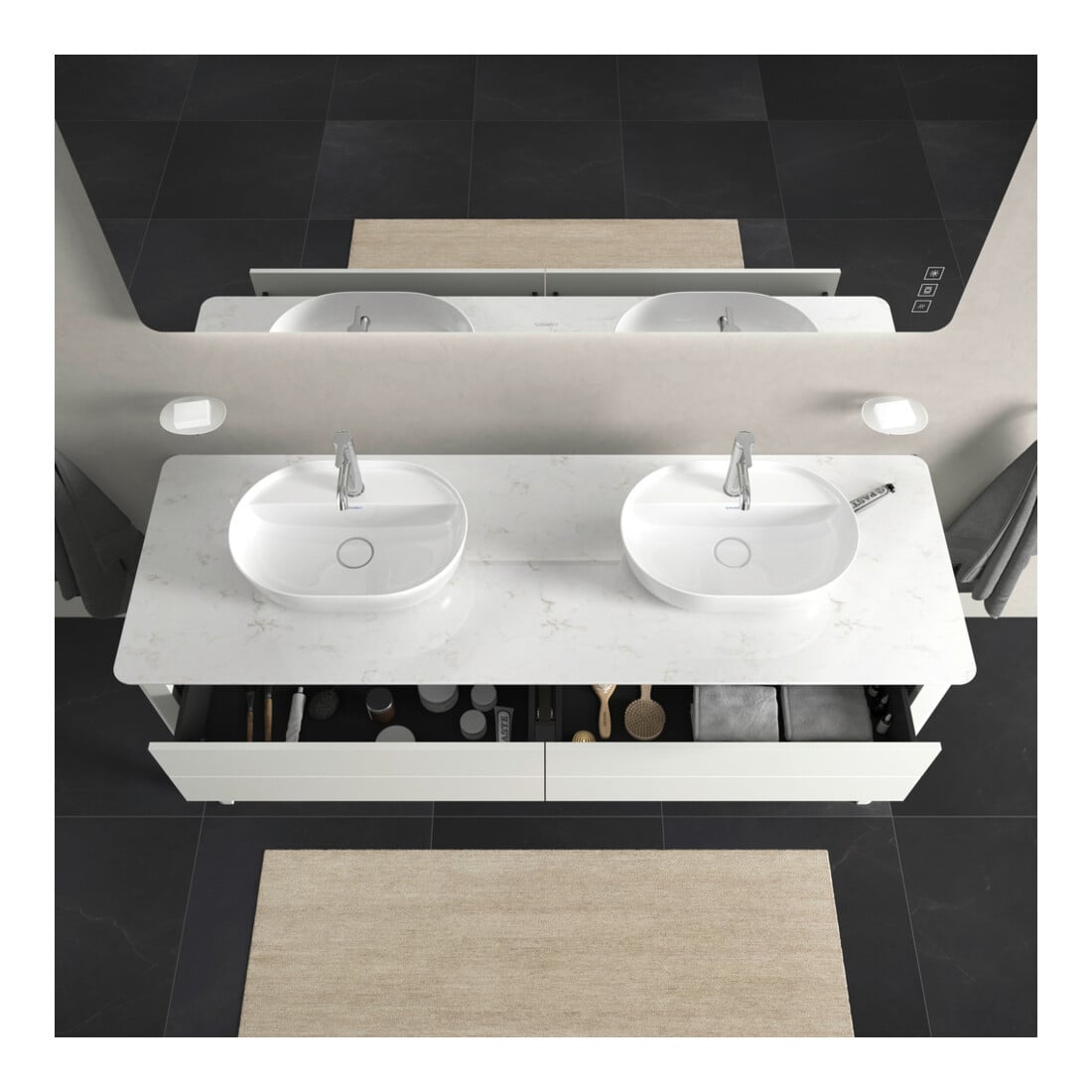 Duravit Meuble sous lavabo Luv 173,3x57x74,3 cm, 2 tiroirs, debout, blanc mat s-matt