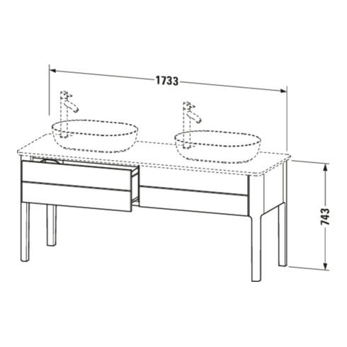Duravit Meuble sous-lavabo Luv 173,3x57x74,3 cm, 2 tiroirs, st, No we s-mat