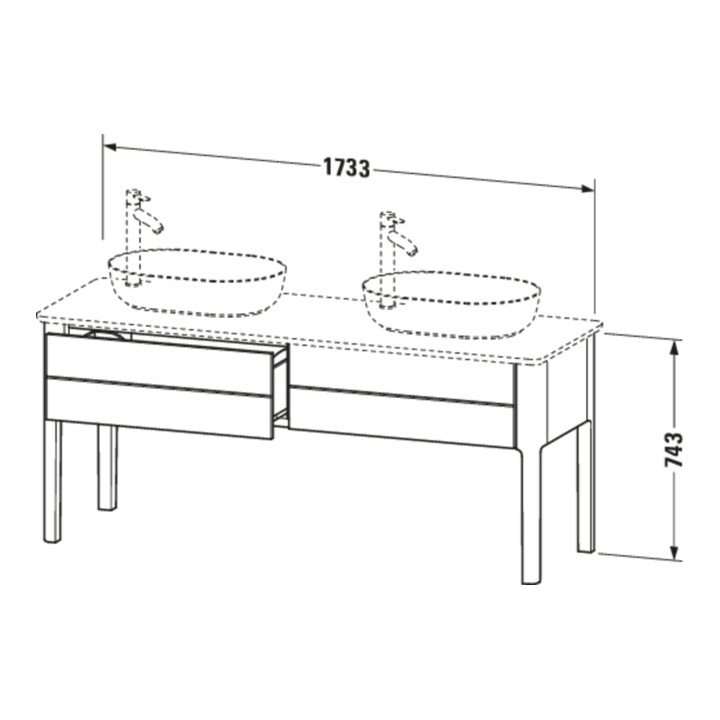 Duravit Meuble sous-lavabo Luv 173,3x57x74,3 cm, 2 tiroirs, st, No we s-mat