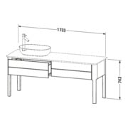 Duravit Meuble sous-lavabo Luv 173,3x57x74,3 cm, 2 tiroirs, st, R, st-g m-4