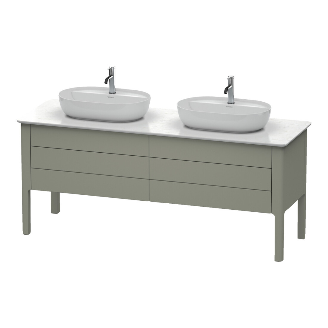 Duravit Meuble sous lavabo Luv 173,3x57x74,3cm, 2 tiroirs, 2 portes, blanc, brillant mat
